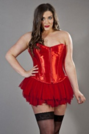  Glamour overbust plus size corset in red satin Burleska glamour-overbust-corset-red-satin-plus -  