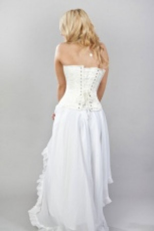  Glamour overbust fashion corset in white blossom brocade /   -  1