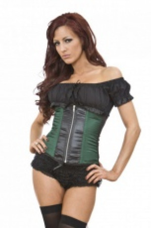  Glamour underbust waist cincher in black & green satin Burleska glamour-underbust-corset-black-green -  