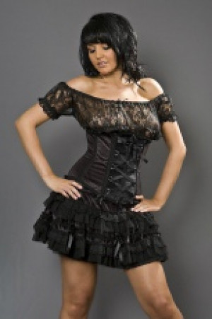  Grotica underbust gothic corset in black velvet Burleska grotica-underbust-corset-black-velvet -  