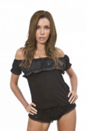  Gypsy black cotton top with pinstripe frill Burleska gypsy-top-pinstripe-frill -  