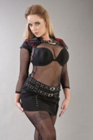  Hestia punk rock mini skirt with studs in black twill Burleska hestia-skirt-black-twill /   / -  
