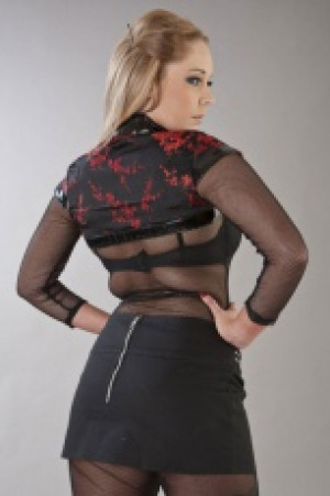 Hestia punk rock mini skirt with studs in black twill /   -  1