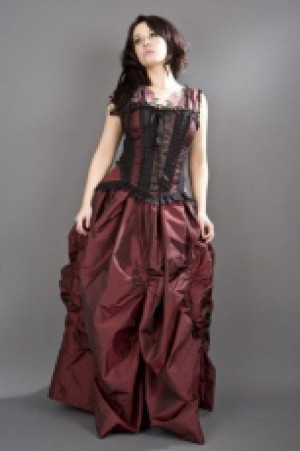  Jasmin overbust corset with straps in burgundy taffeta Burleska jasmin-overbust-corset-burgundy-taffeta -  