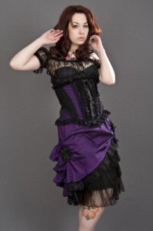  Jasmin underbust gothic corset in purple taffeta Burleska jasmin-underbust-corset-purple-taffeta -  