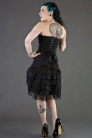  Jessica ruffled mini skirt in black twill -  1