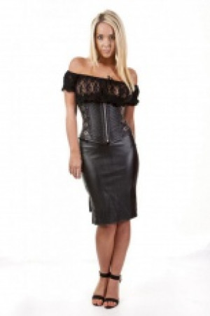  Kaizen underbust faux leather corset in black matte vinyl Burleska kaizen-ub-black-matte -  