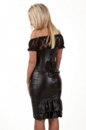  Kaizen underbust faux leather corset in black matte vinyl -  1