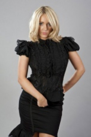  Katie victorian shirt with frills in black chiffon and black lace Burleska katie-shirt-black-chiffon -  