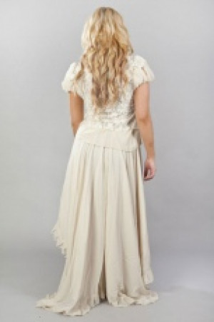  Katie victorian shirt with frills in cream chiffon and cream lace -  1