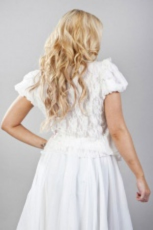  Katie frilled victorian shirt in white chiffon and white lace -  1