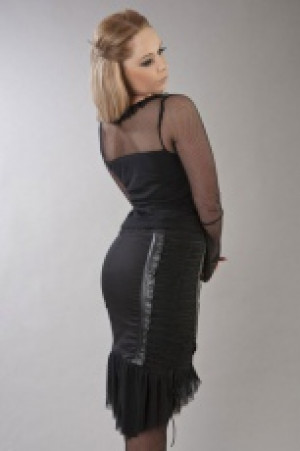  Leila knee length punk rock skirt in black twill /   -  1
