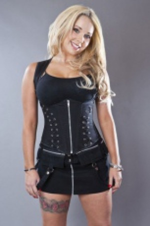  Leila underbust corset with straps in black twill Burleska leila-underbust-corset-black-twill -  