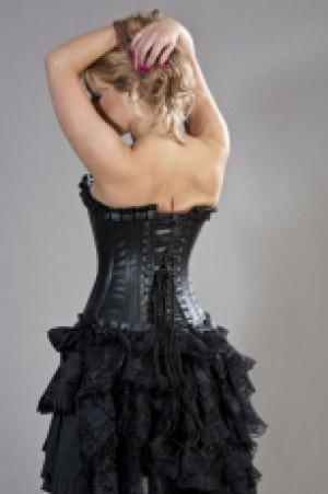  Lily overbust waist training corset in black matte vinyl -  1