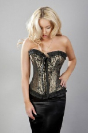  Lily overbust steel boned corset in gold king brocade Burleska lily-overbust-corset-gold-king -  