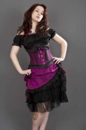  Lily underbust steel boned waist training corset in magenta taffeta Burleska lily-underbust-corset-magenta-taffeta -  