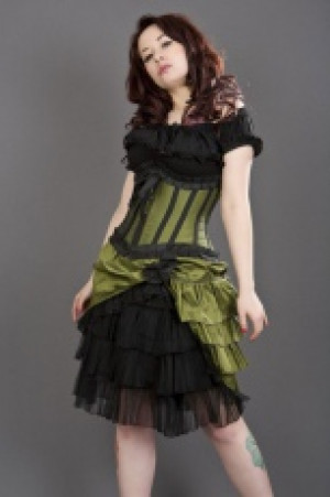 Корсет Lily underbust waist cincher in olive green taffeta Burleska lily-underbust-corset-olive-taffeta - маленькая картинка