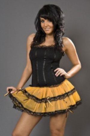  Lingerie mini dress in black cotton and orange mesh Burleska lingerie-dress-orange /   / -  