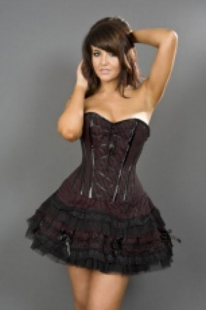  Lolita strapless mini corset dress in black and red stripes Burleska lolita-corset-dress-red-stripe /  /  /  / -  
