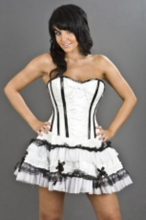  Lolita strapless mini corset dress in white PVC Burleska lolita-corset-dress-white-pvc /  /  /  / -  