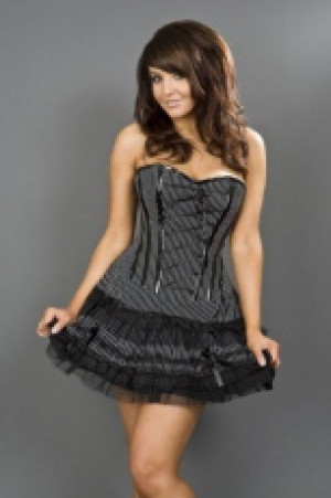 Lolita strapless mini corset dress in black and white stripes Burleska lolita-corset-dress-white-stripe /  /  /  / -  