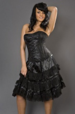  Lolita knee length burlesque skirt in black satin Burleska lolita-knee-black-satin /  /  /  / -  