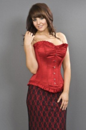  Majesty overbust long line corset in red satin Burleska majesty-overbust-corset-red-satin -  