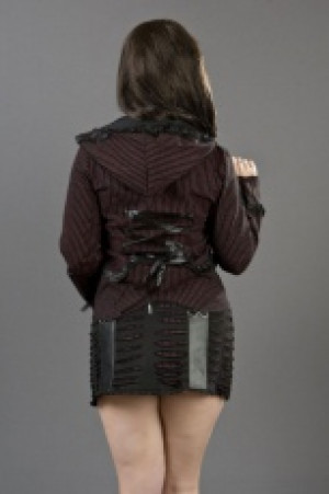  Manga ladies gothic hoodie in black and red stripes -  1