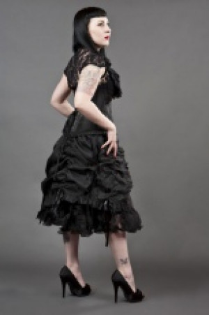  Mary knee length gothic skirt in black taffeta -  1
