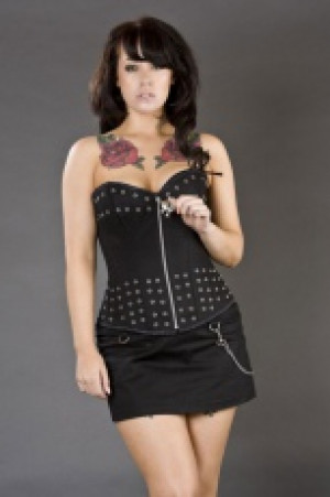  Mercy clubwear mini skirt in black twill Burleska mercy-black-twill-skirt -  