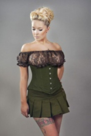  Micra punk rock mini skirt in olive green twill Burleska micra-mini-olive-twill /  / -  