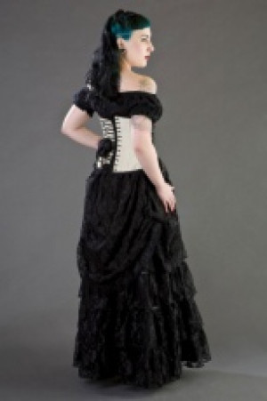  Mistress underbust waist cincher in cream taffeta -  1