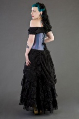 Mistress underbust waist training corset in lilac taffeta -  1