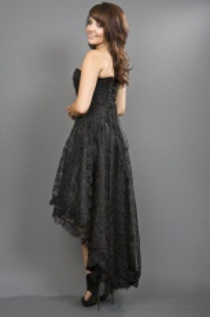  Mollflanders victorian gothic corset dress in black satin and black lace overlay -  1