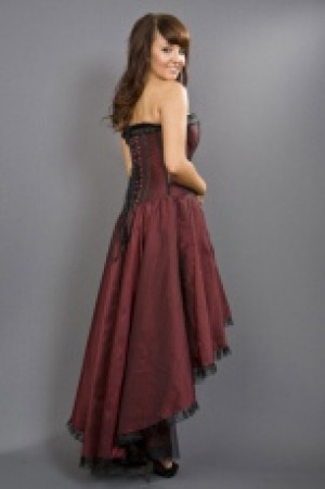  Monroe hi-low burlesque corset dress in burgundy taffeta -  1