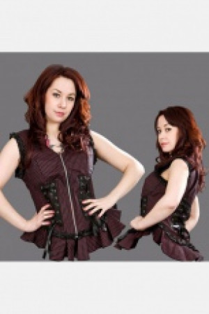  Moonlight black and red striped gothic top Burleska moonlight-top-red-stripe -  