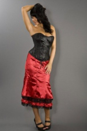  Morticia knee length burlesque skirt in red satin Burleska morticia-skirt-red-satin -  