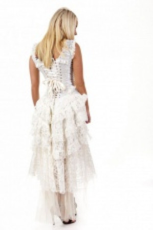  Ophelie maxi corset dress in baby blue king brocade /   -  1