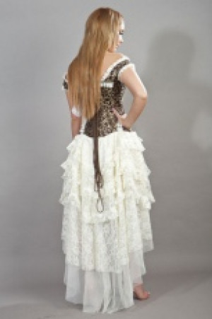 Ophelie corset dress in brown & gold scroll brocade -  1
