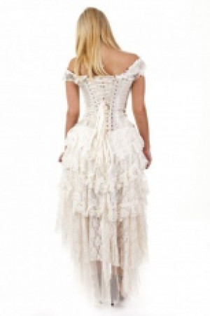  Ophelie burlesque corset dress in cream king brocade /   -  1