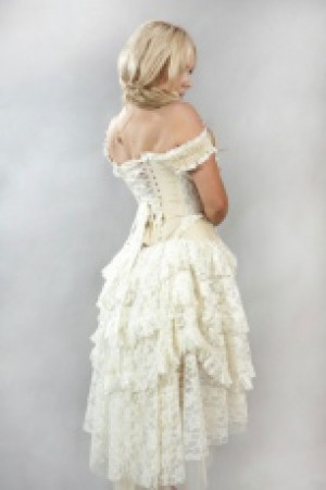  Ophelie Vintage corset dress in cream taffeta Burleska ophelie-corset-dress-cream-taffeta /   / -  