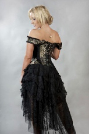  Ophelie vintage maxi corset dress in gold king brocade -  1