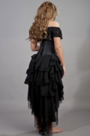  Ophelie long burlesque skirt in black chiffon -  1