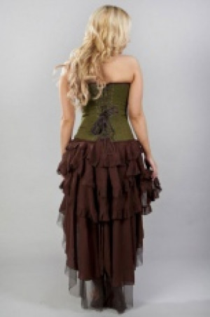  Ophelie long burlesque skirt in brown chiffon -  1