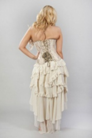  Ophelie long burlesque skirt in cream chiffon -  1