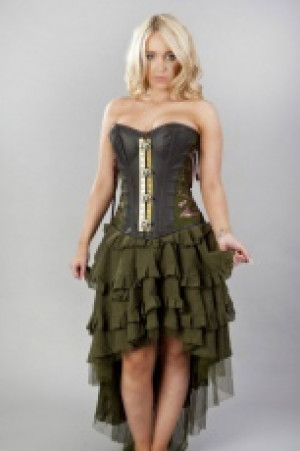 Ophelie long burlesque skirt in olive green chiffon Burleska ophelie-skirt-olive-chiffon /  / -  