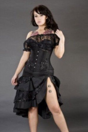  Paris waist training underbust corset in black taffeta Burleska paris-underbust-corset-black-taffeta -  