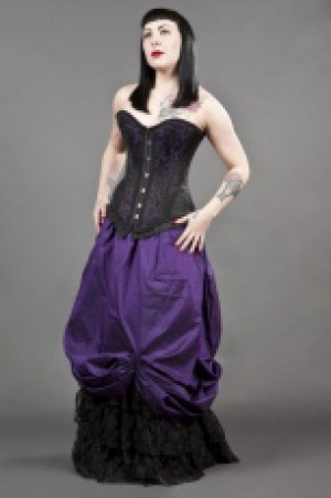  Petra overbust steel boned corset in purple scroll brocade Burleska petra-overbust-corset-purple-scroll -  