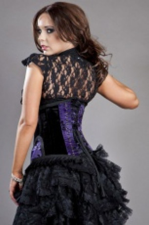 Корсет Petra long line steel boned underbust corset in purple satin flock - Изображение 1