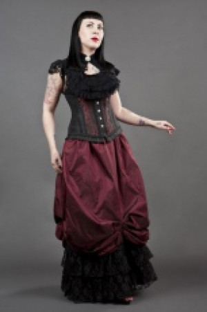  Petra long line steel boned underbust corset in red scroll brocade Burleska petra-underbust-corset-red-scroll -  